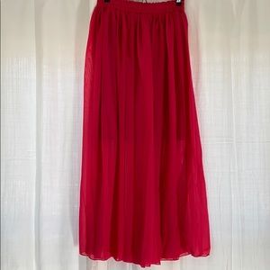 Bright pink long skirt